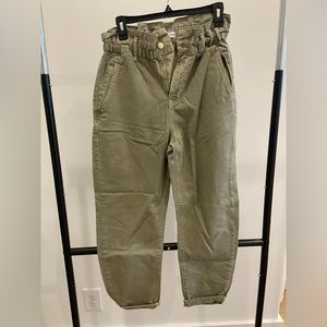 Zara - green cropped high waisted jeans